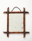 Small Faux Bamboo Carved Frame Mirror, England 1940s