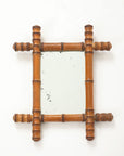 Small Faux Bamboo Carved Frame Mirror, England 1940s