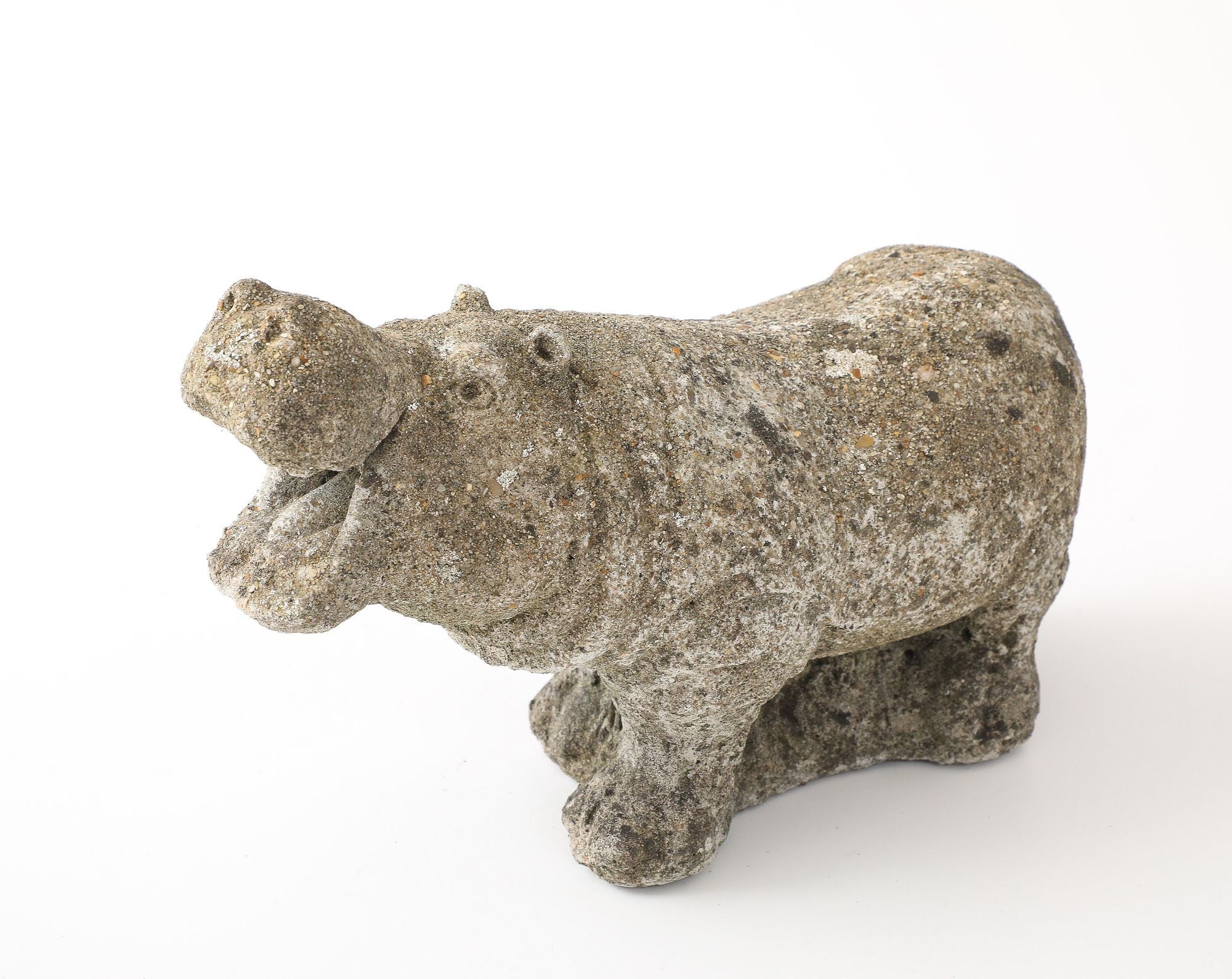 Composite Stone Hippopotamus Garden Ornament, English 20th Century