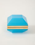 Antique French Turquoise Beveled Square Opaline Box, Early 20th C.