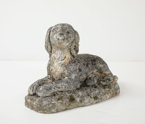 Reconstituted Stone Dog Spaniel Garden Ornament, England 20th Century