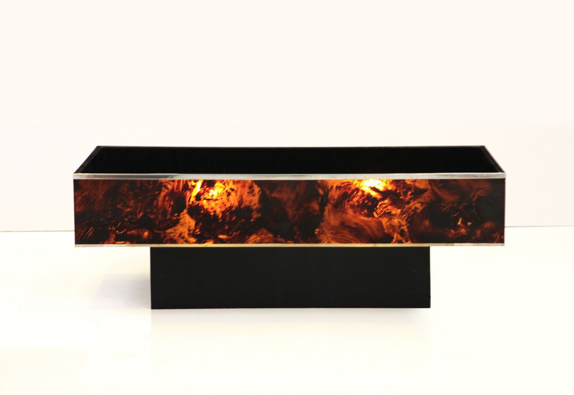 Tortoise Lucite Cocktail Table with Inerior Lights, France 1970s
