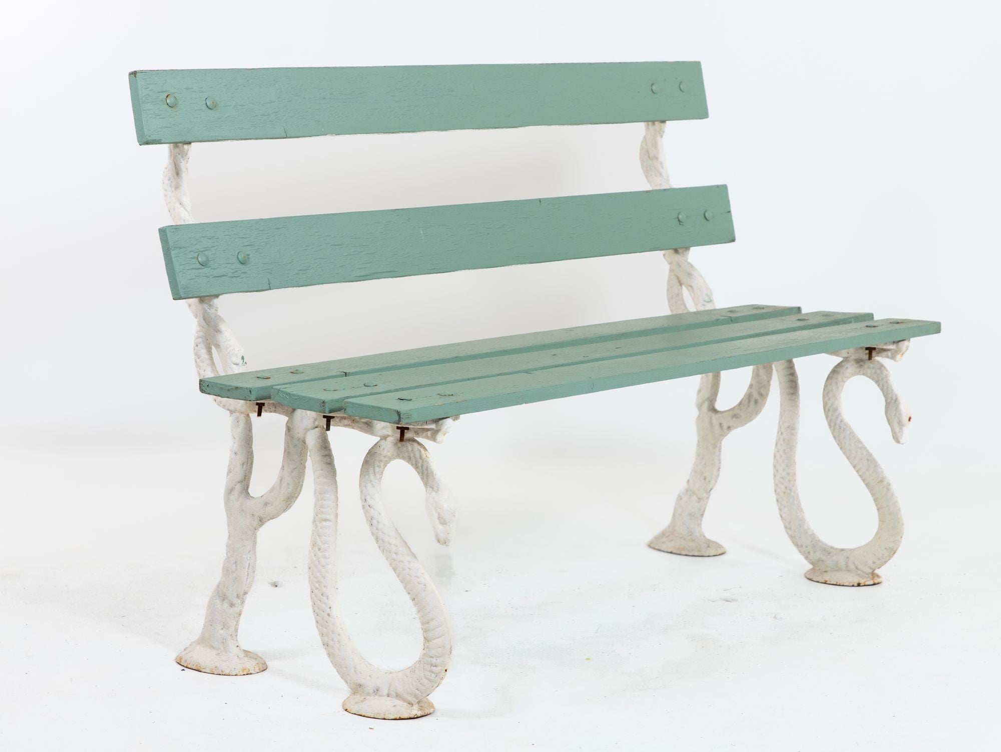 Iron Serpent and Twig Garden Bench, English Mid 20th C.