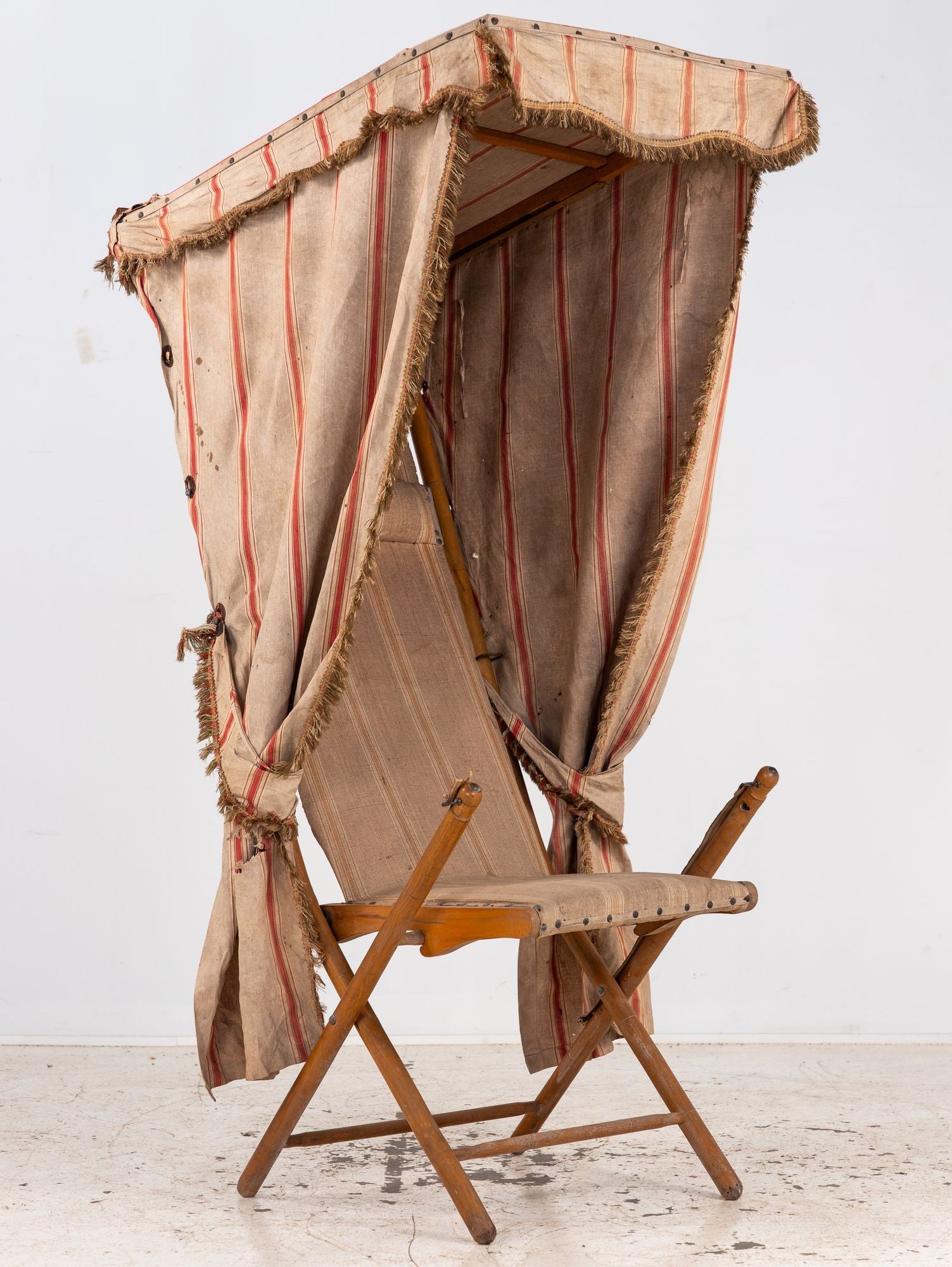 Vintage French Beach Chair with Canopy, Mid 20th C.