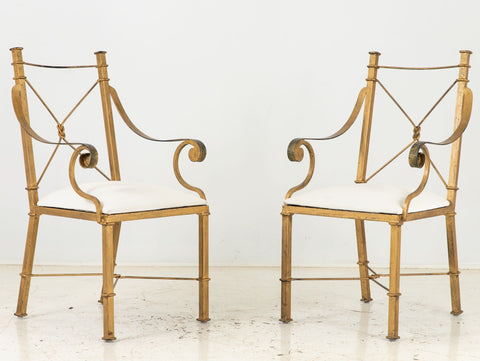 Pair of 1960s Italian Gilt Metal Armchairs