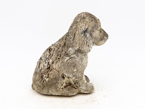 Antique Reconsitituted Stone Puppy or Dog Garden Ornament, Mid 20th C.