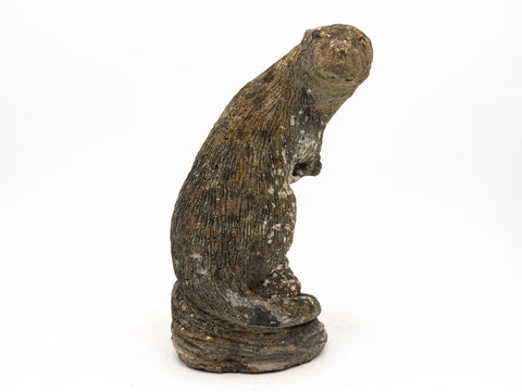 Reconstituted Stone Standing Otter Garden Ornament, French Mid 20th C.