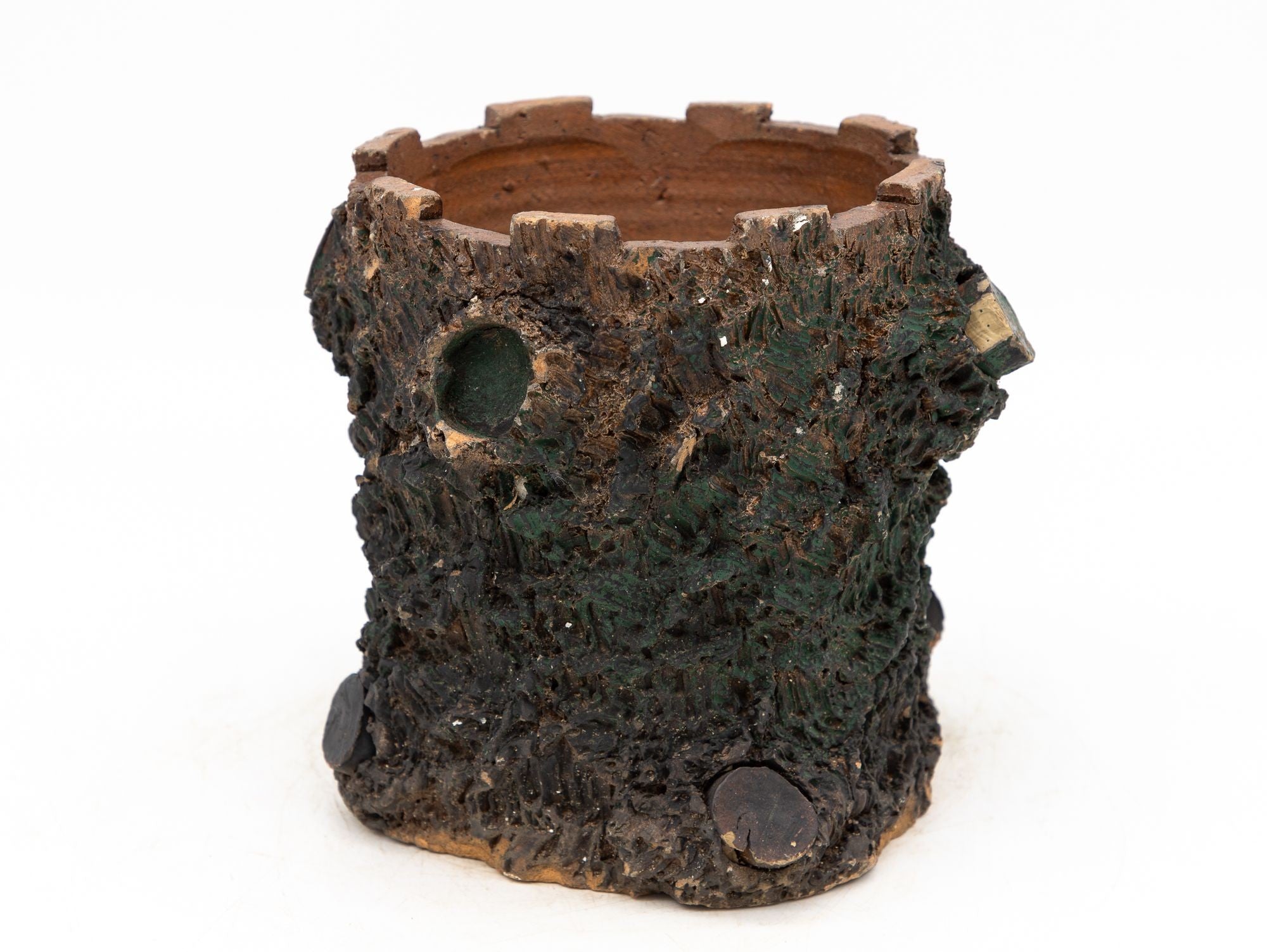 Terracotta English Faux Bois Planter, Early 20th Century