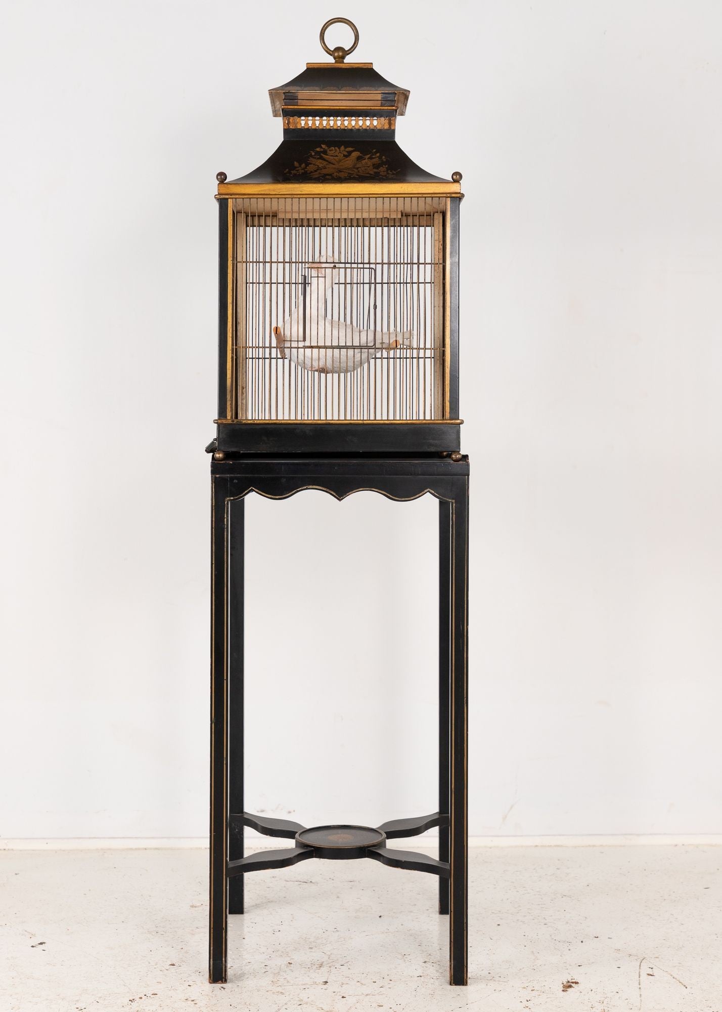 Regency Style Tole Birdcage on Stand, USA, 20th Century