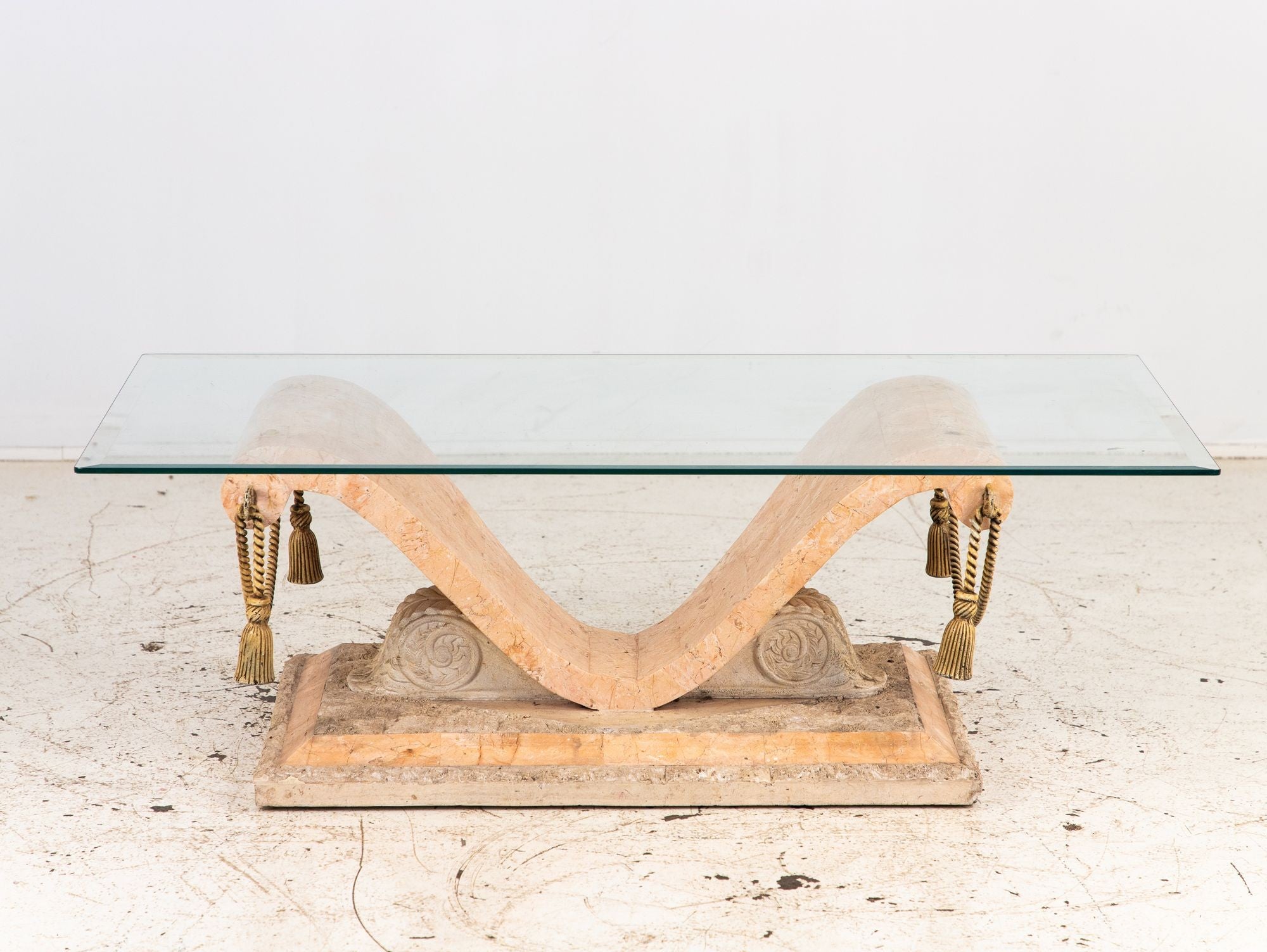 Tessellated Travertine Cocktail Table, France 1970s