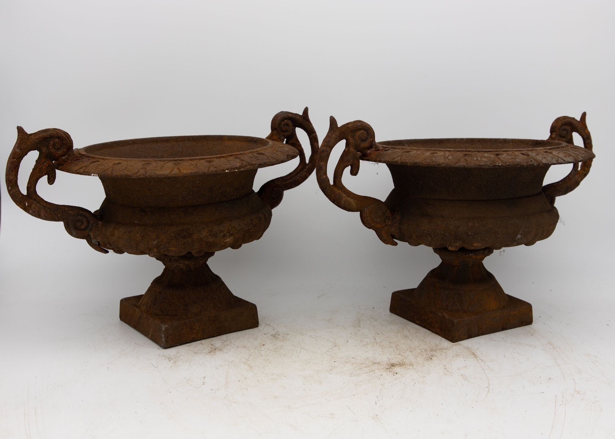 Pair of French Cast Iron Urns, late 19th Century