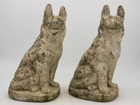 Pair of Concrete Shepherd Dogs, English mid 20th Century