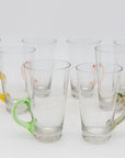 Set of Eight Vintage Hot Toddy Glasses with Colorful Handles