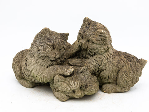 Set of Three Kittens Concrete Garden Ornament, 20th Century French