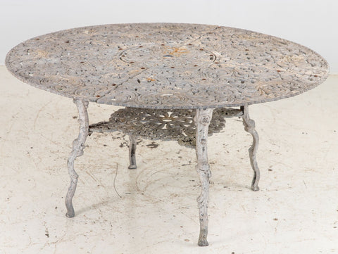 Round Metal Acanthus Leaf Motif Garden Table, Sweden 1960s