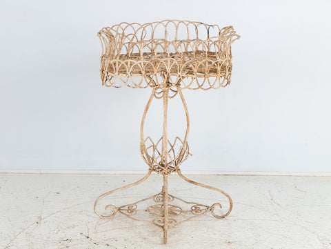 Victorian Style White Painted Wirework Plant Stand, English Early 20th C.
