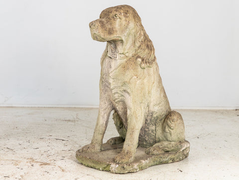 Lifesized Large Spaniel Dog Garden Ornament Stone, English Early 21st C.
