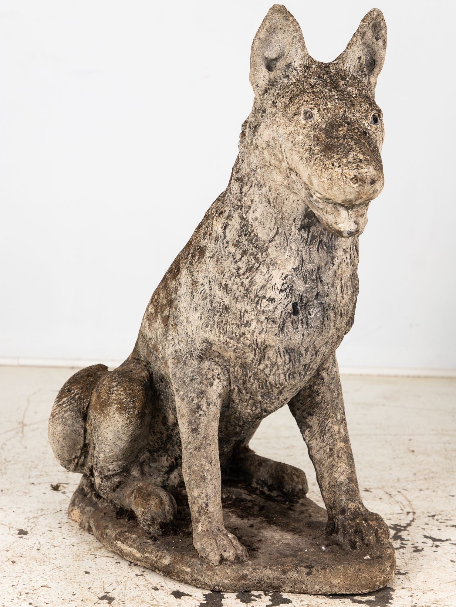 Large Concrete Shepherd Dog Garden Ornament, English mid 20th Century