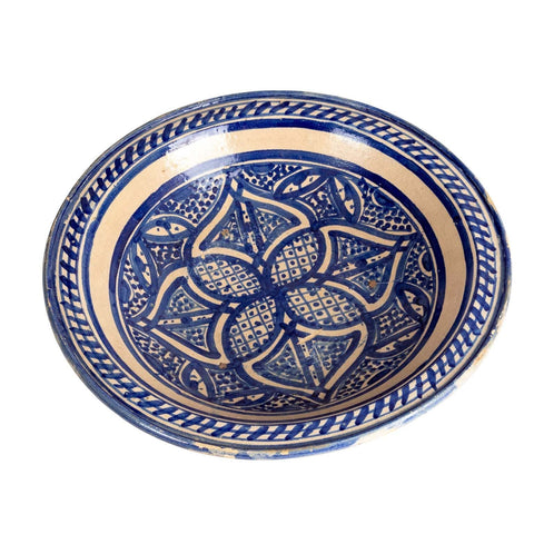 Blue and White Ceramic Moroccan Bowl, Early 20th Century