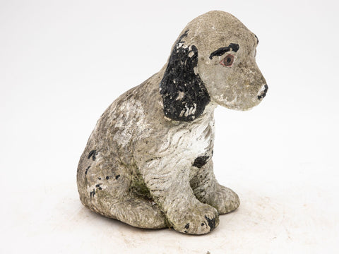 Antique Reconsitituted Stone Puppy or Dog Garden Ornament, Mid 20th C.