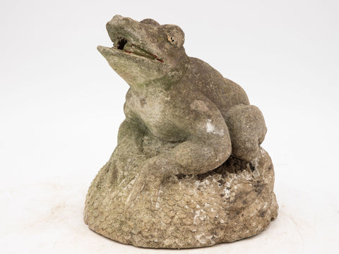 Vintage Reconstituted Stone Frog Fountain Garden Ornament
