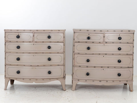Pair of Painted Faux Bamboo Dressers French, Late 19th century