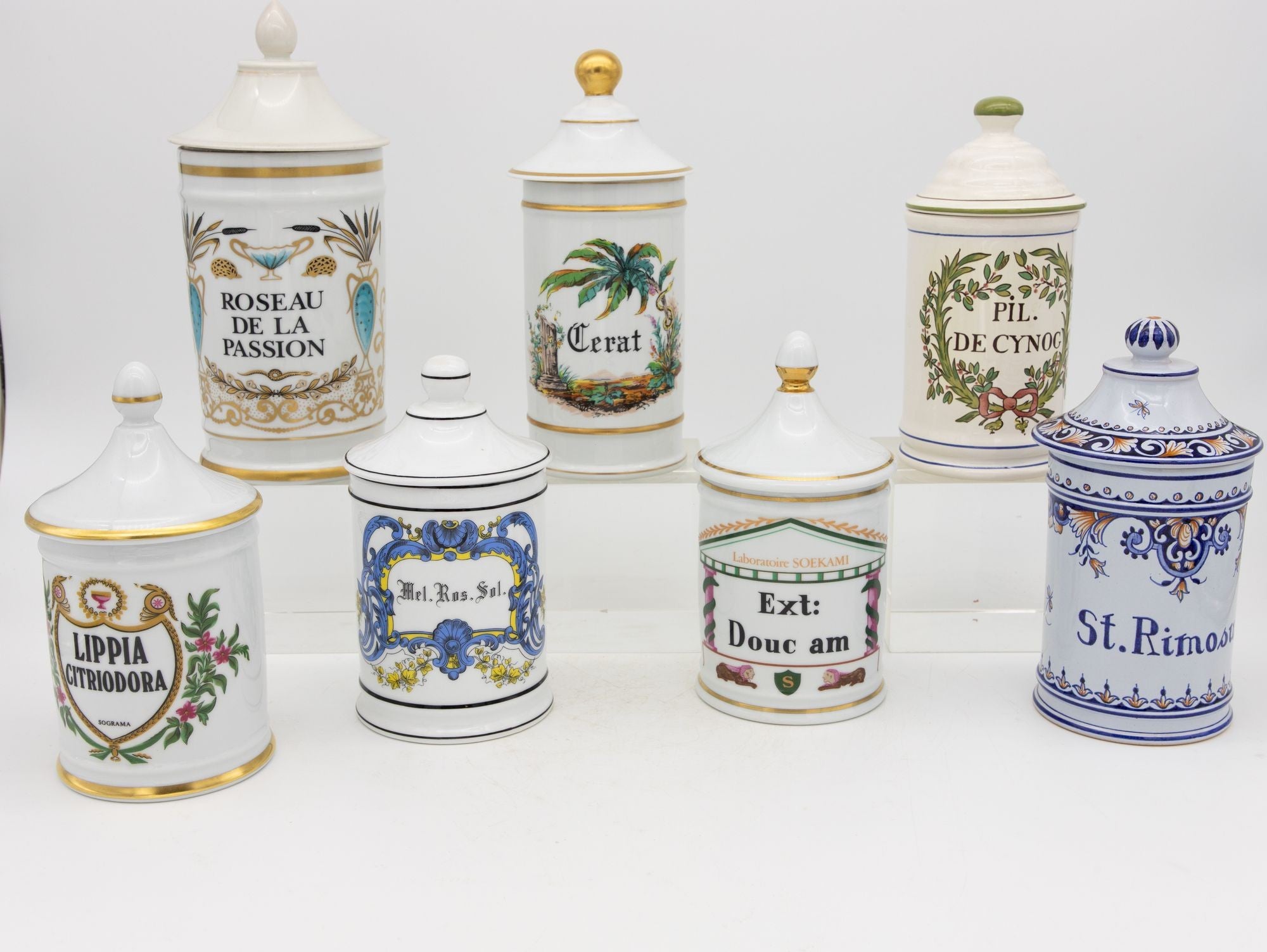Set of Seven Mid 20th Century French Provence Apothecary Jars