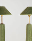 Pair of Moss Green Velvet Floor Lamps, French Late 20th C.