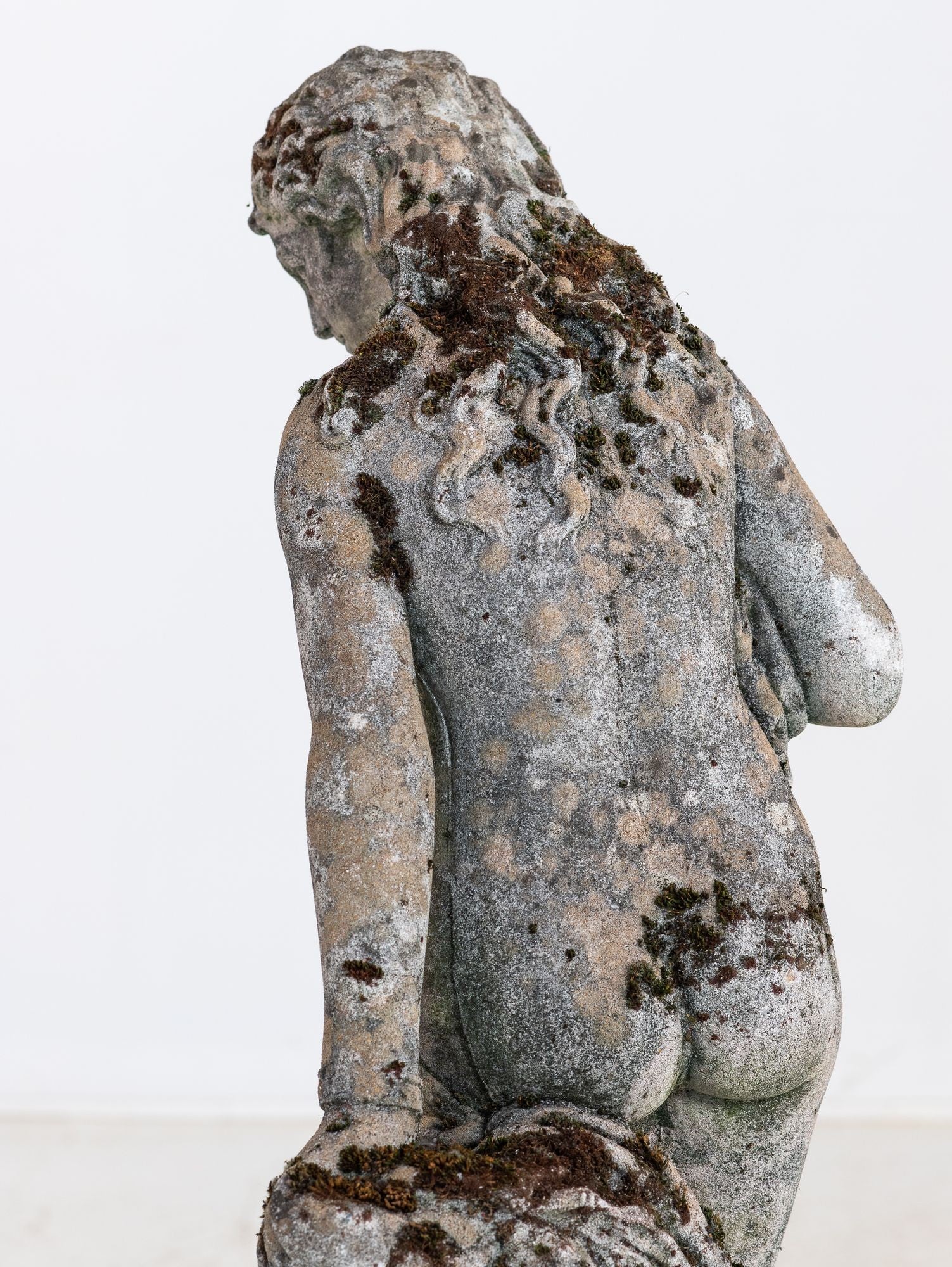 Composite Stone Weathered Garden Statue of Maiden or Goddess, England Mid 20th C.