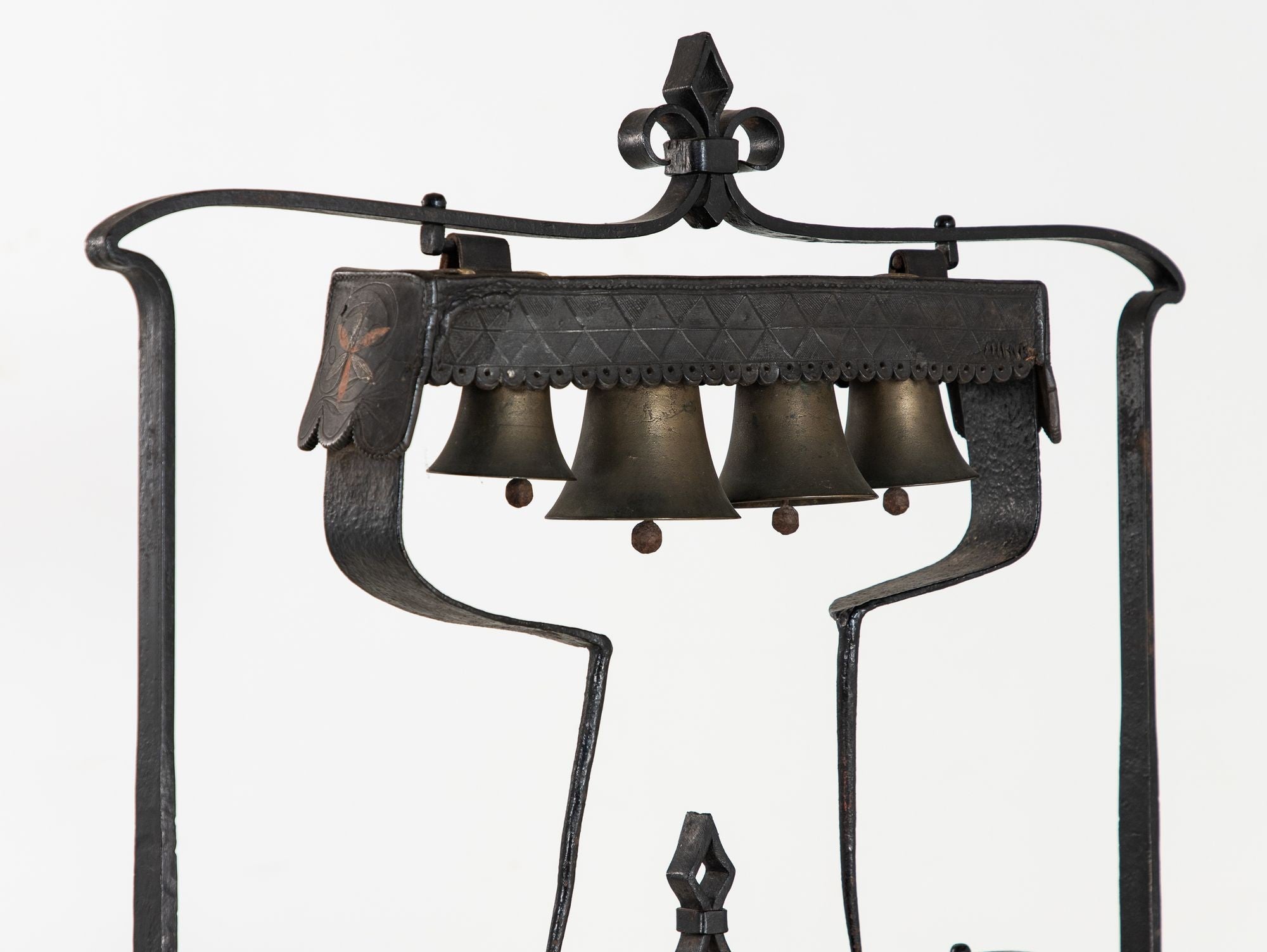 Wrought Iron Latten Bell Stand, Three Tier, English Late 19th C.