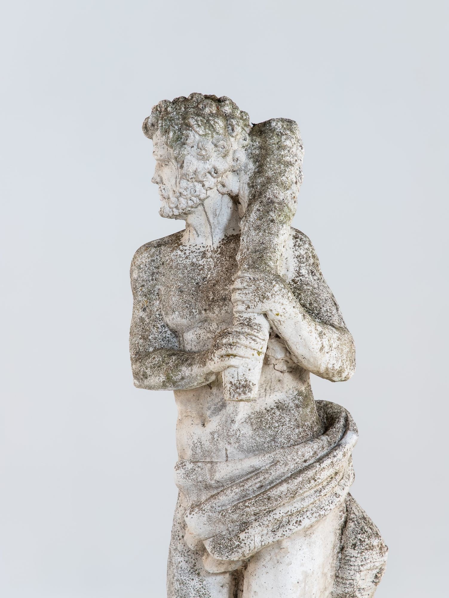Weathered Stone Hercules Garden Statue, France Mid 20th C.