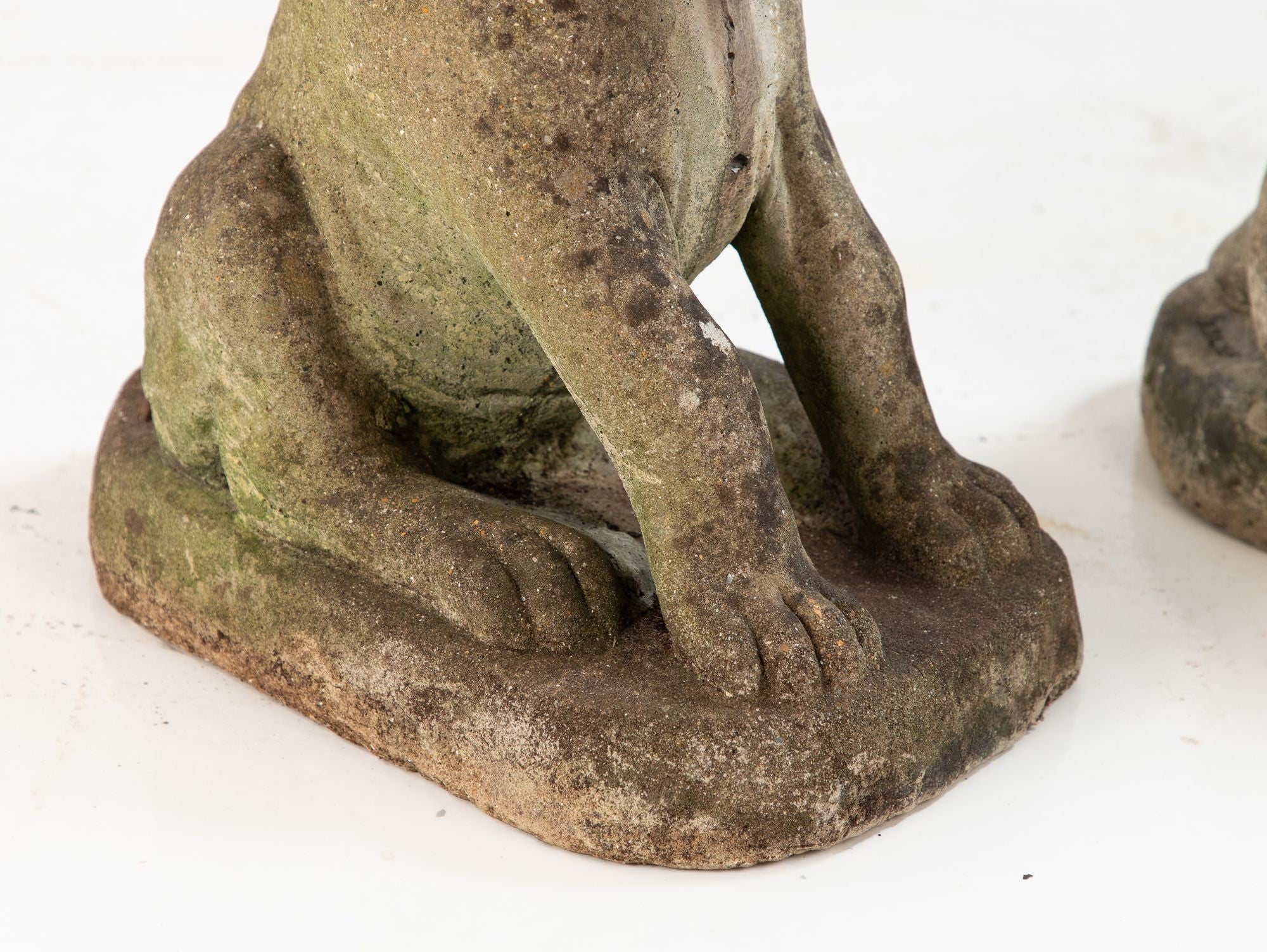 Pair of Composite Stone Boxer Dog Garden Statues, England 1960s