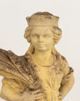 Woman Holding Sheaf of Wheat, Concrete Garden Ornament, England Mid 20th Century