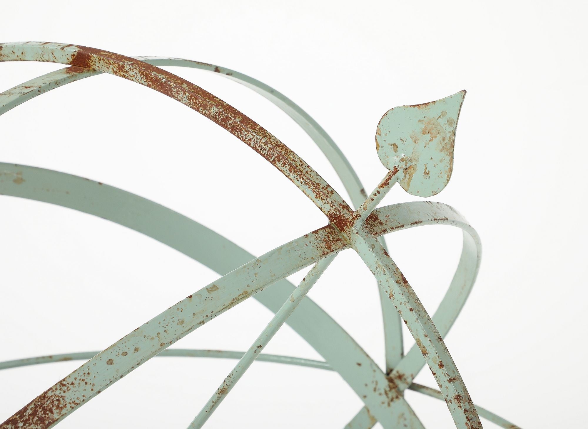 Celadon Painted English Mid-20th Century Iron Armillary