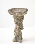 Composite Stone Faux Bois Birdbath with Squirrels Garden Ornament, English 20th C.