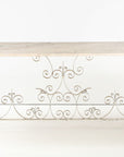 Marble Top Scroll Work Metal Base Dining Table, England Mid 20th C.