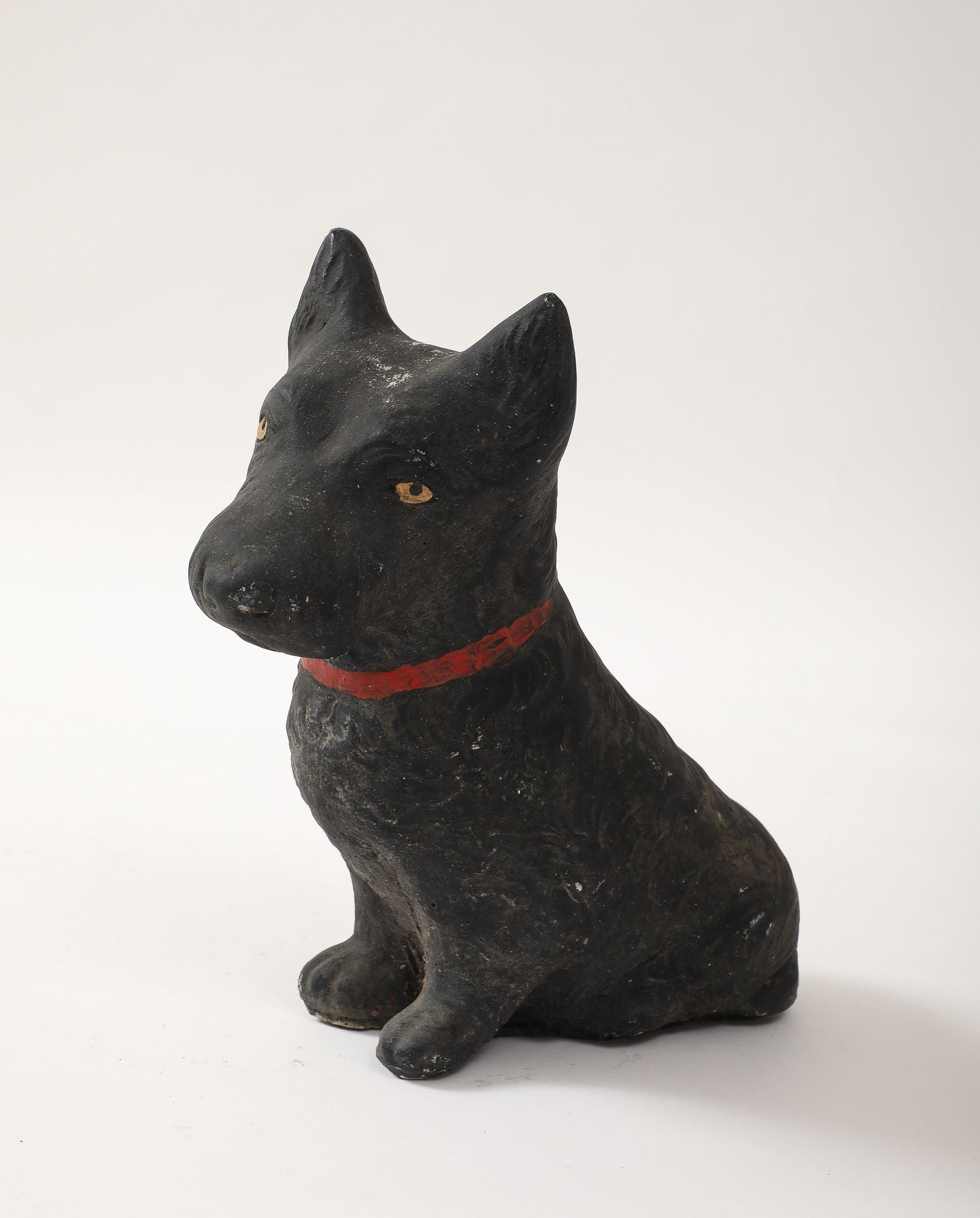 Black Scottie Dog Garden Ornament Reconstituted Stone, English Mid 20th C.