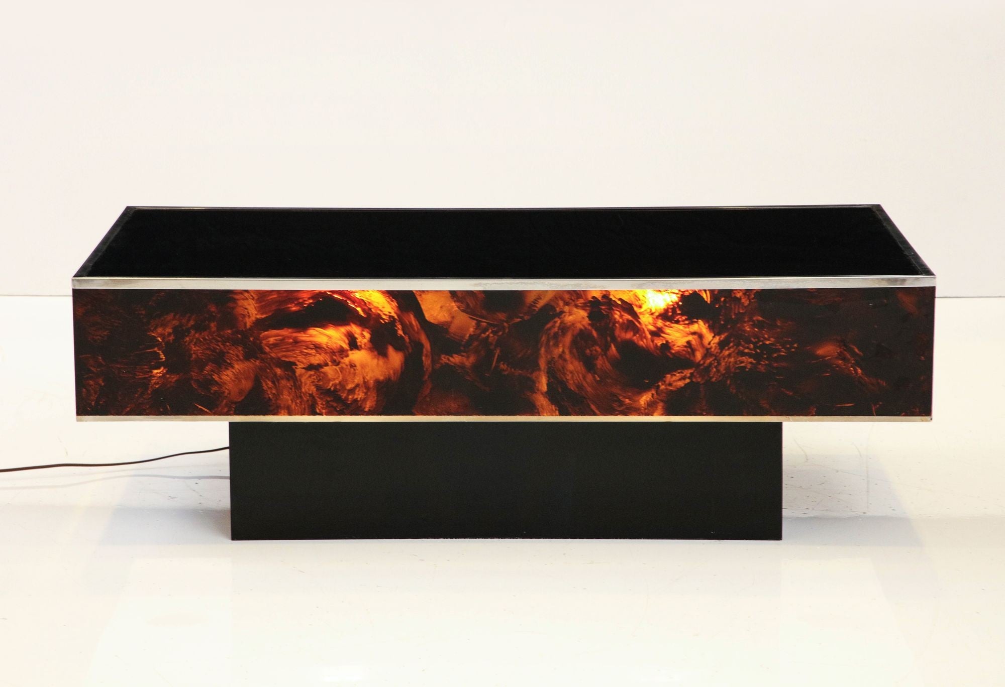 Tortoise Lucite Cocktail Table with Inerior Lights, France 1970s