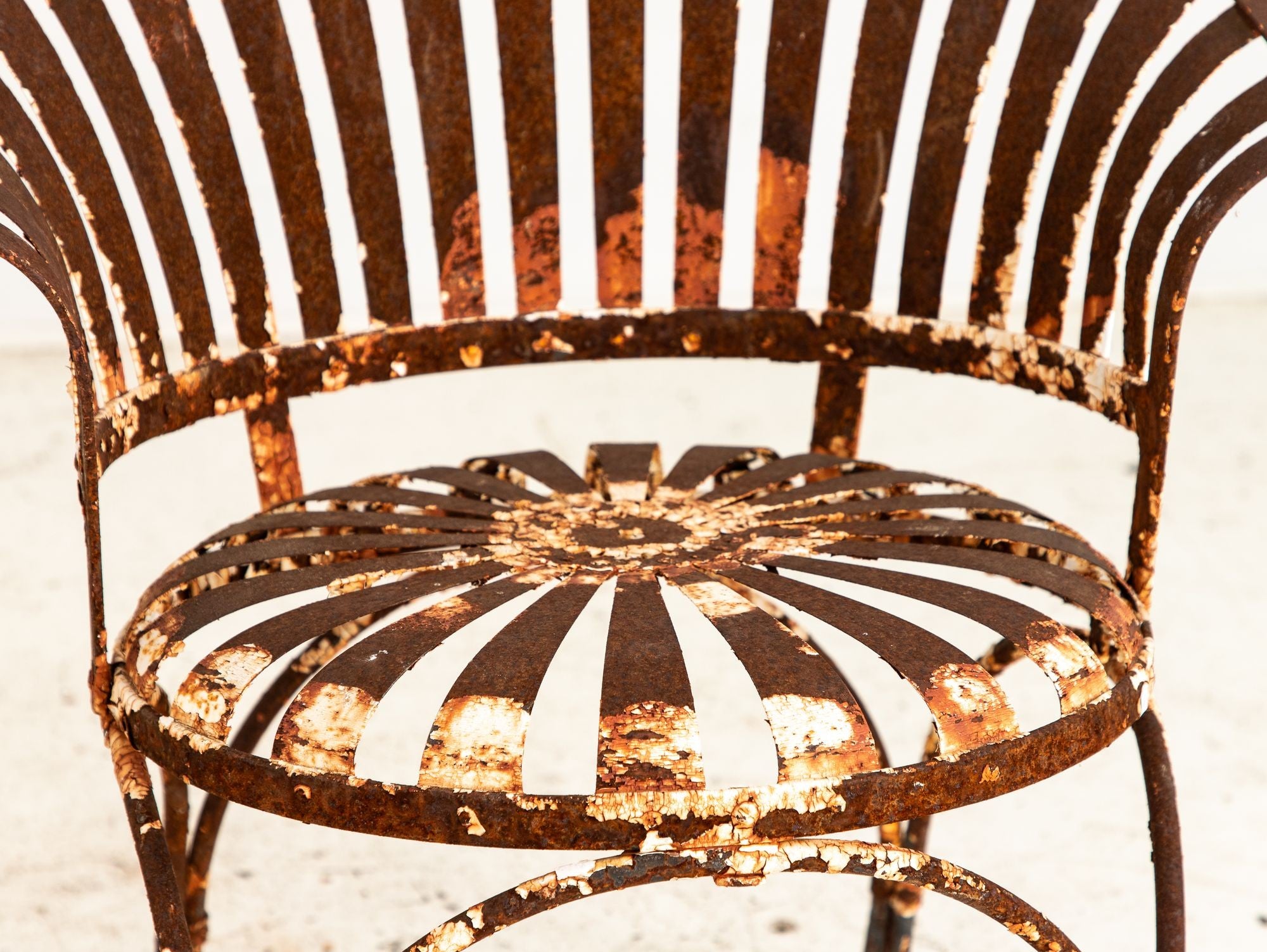 Francois Carre Style Fan-back Metal Garden Chairs, France Mid 20th C.