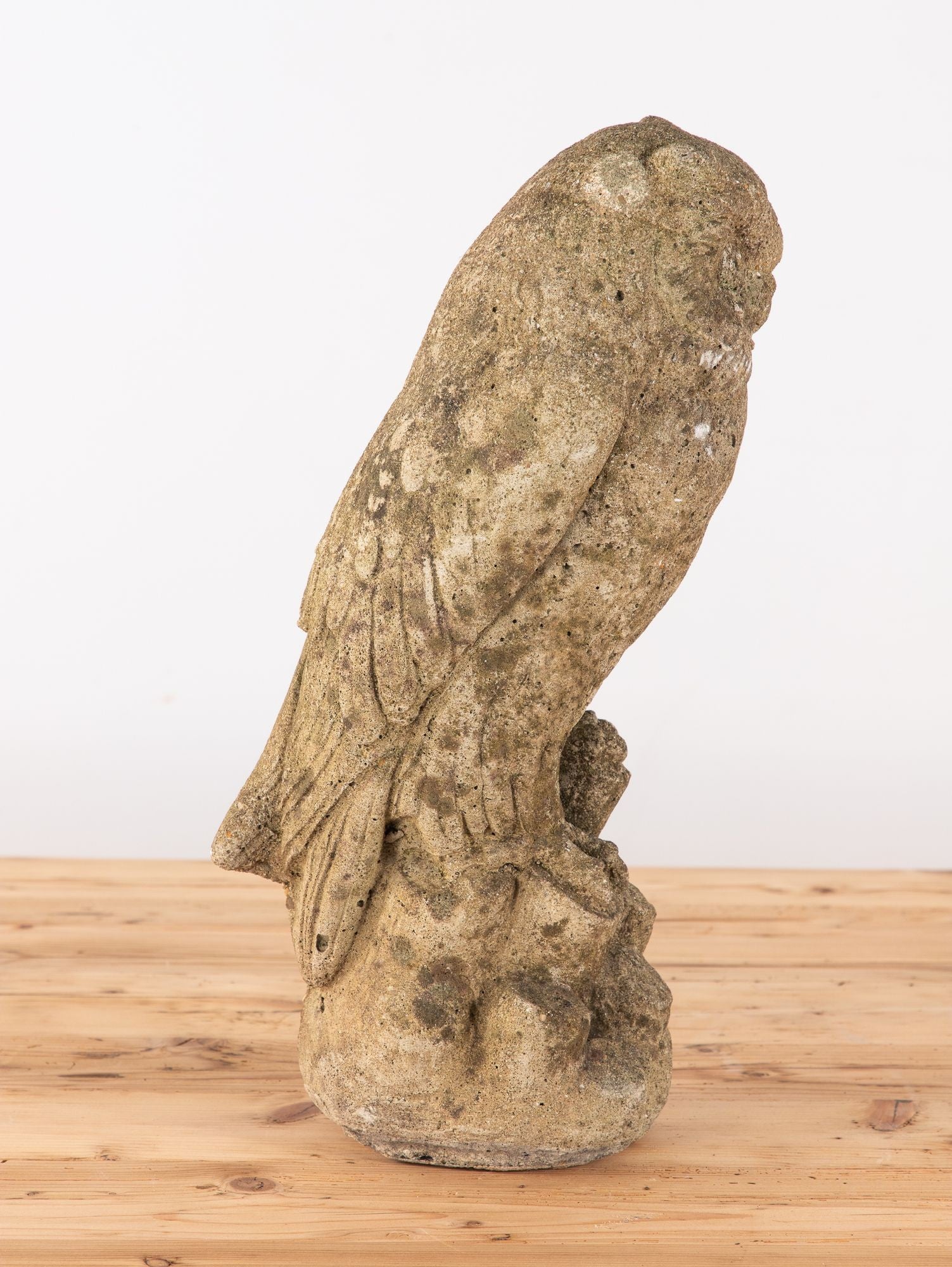 Vintage Stone Horned Owl Garden Ornament, USA Mid 20th C.