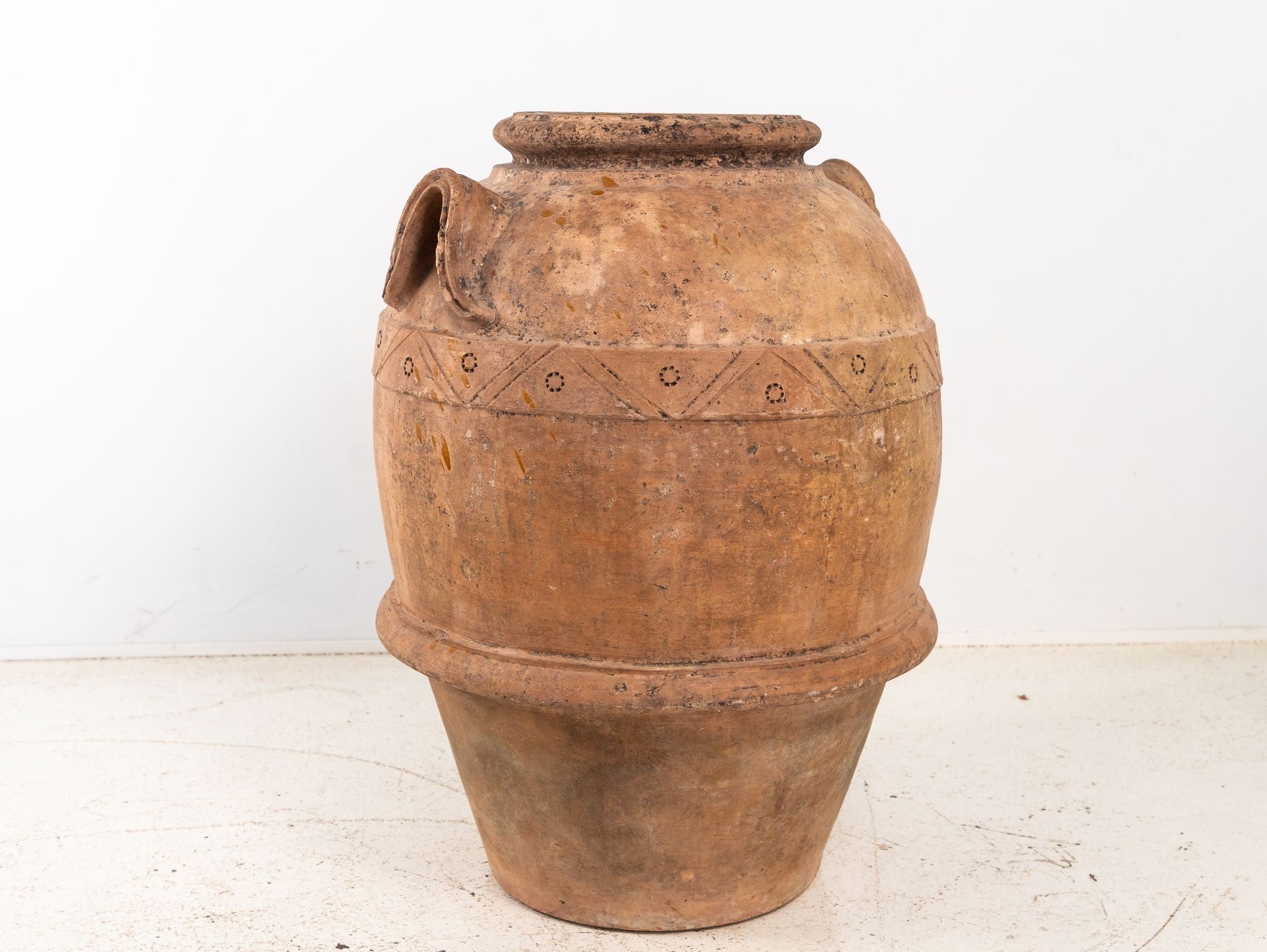Large Mediterranean Terracotta Olive Jar with Two Handles, Mid-20th Century