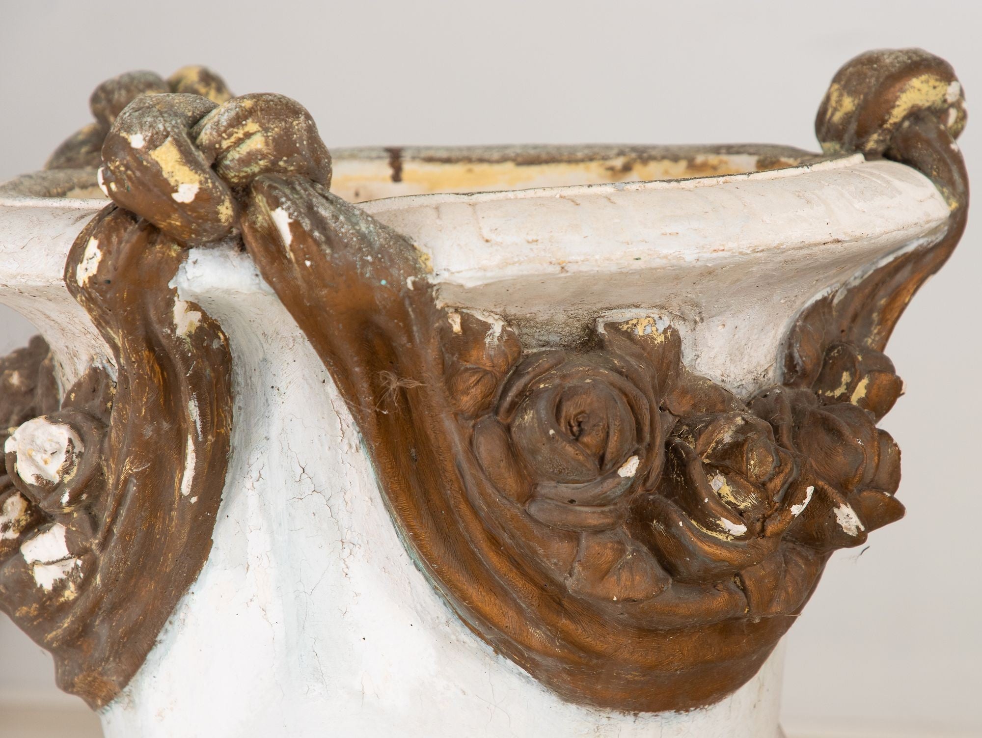 Pair Composite Terracotta Rococo Italian Urns, Mid 20th C.