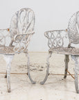 Pair White Painted Swan Back Aluminum Garden Armchairs, Sweden 1960s