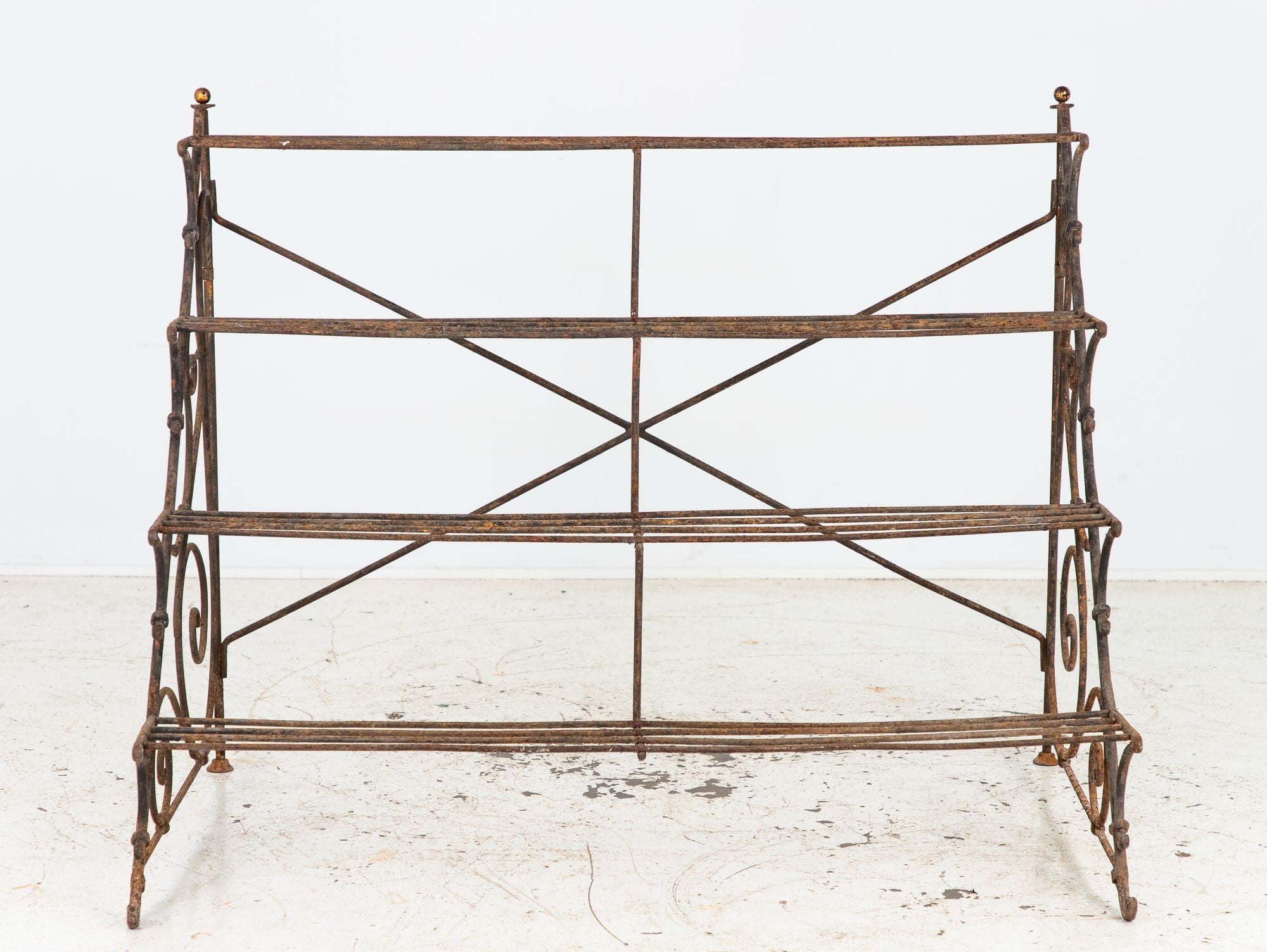 Scrollwork Four Tier Iron Plant Stand or Etagere, England Mid 20th Century