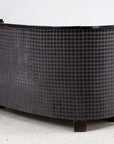 Art Deco Blue Velvet Sofa with Attached Lucite Drinks Tables, France 1930s