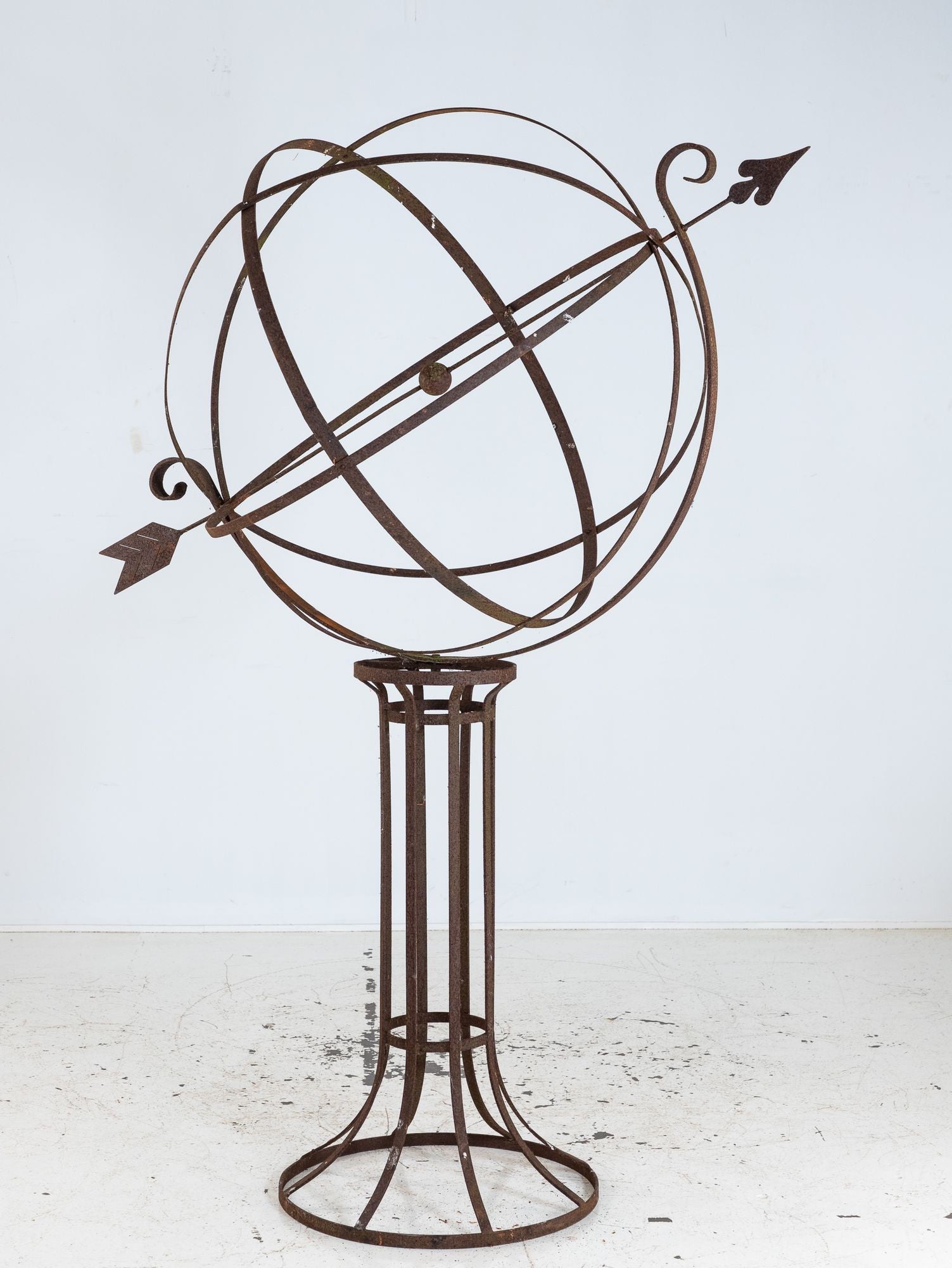 English Mid-20th Century Iron Armillary Sphere on Stand