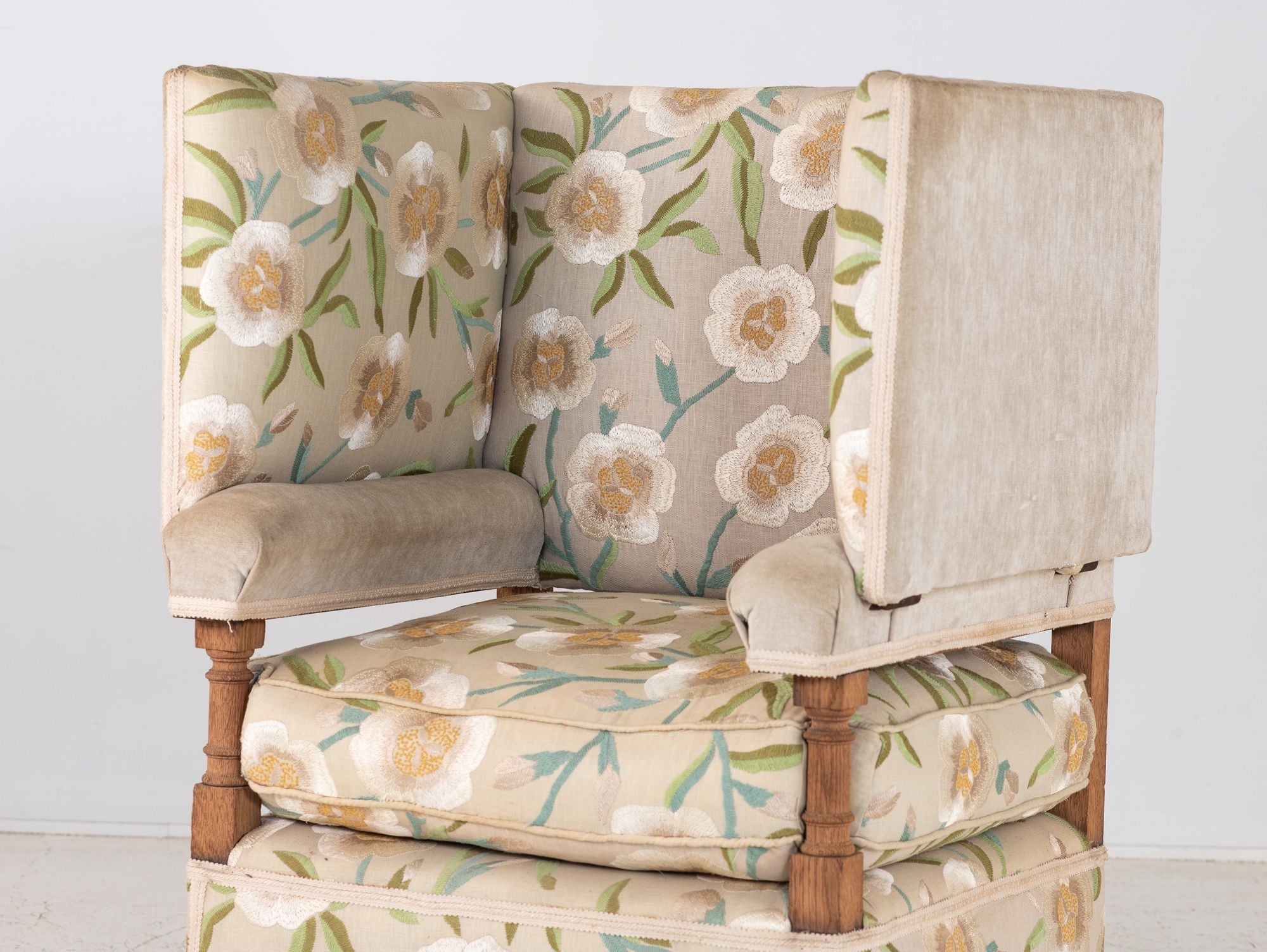 Upholstered Knowle Style Armchair, England Early 20th C.