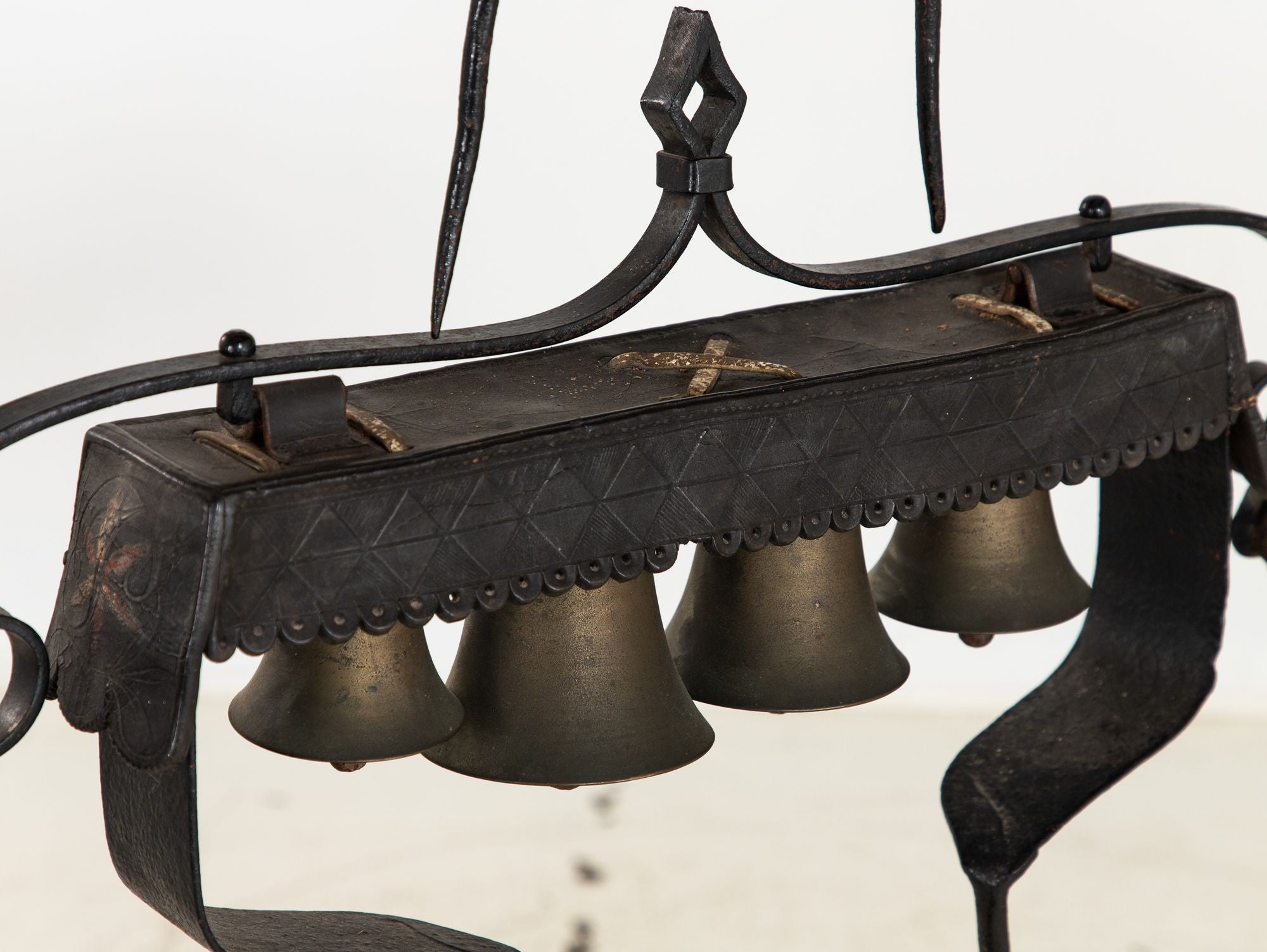 Wrought Iron Latten Bell Stand, Three Tier, English Late 19th C.