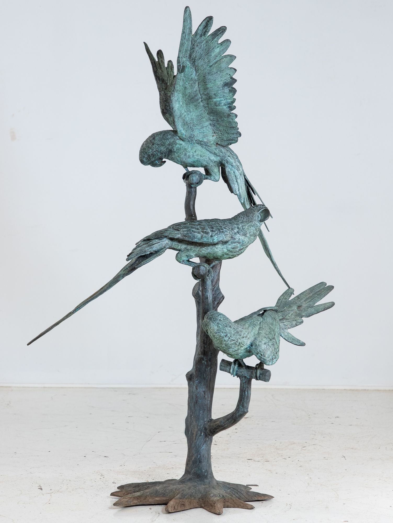 Bronze Sculpture of Three Parrots, Italy Mid 20th C.