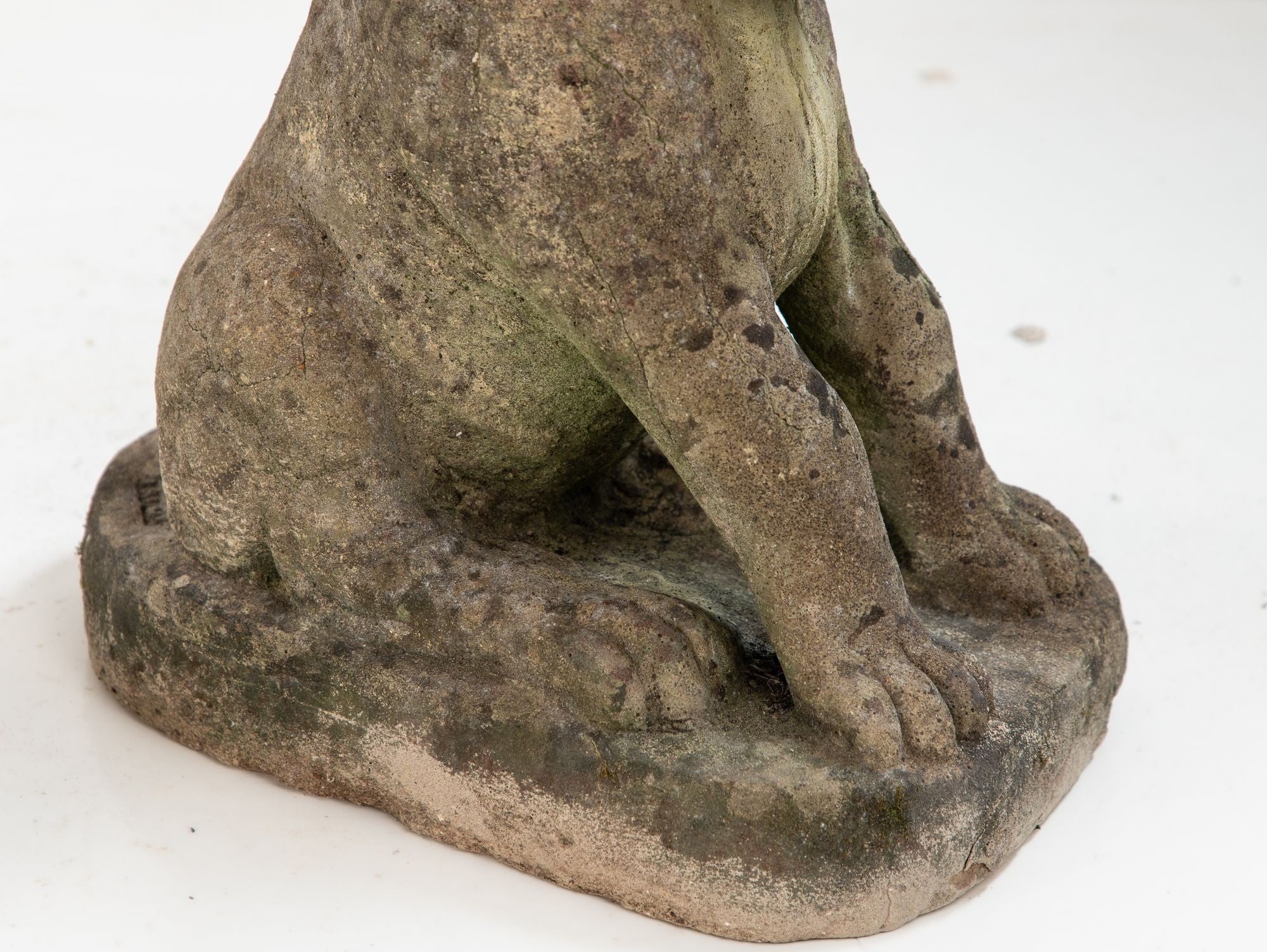 Pair of Composite Stone Boxer Dog Garden Statues, England 1960s